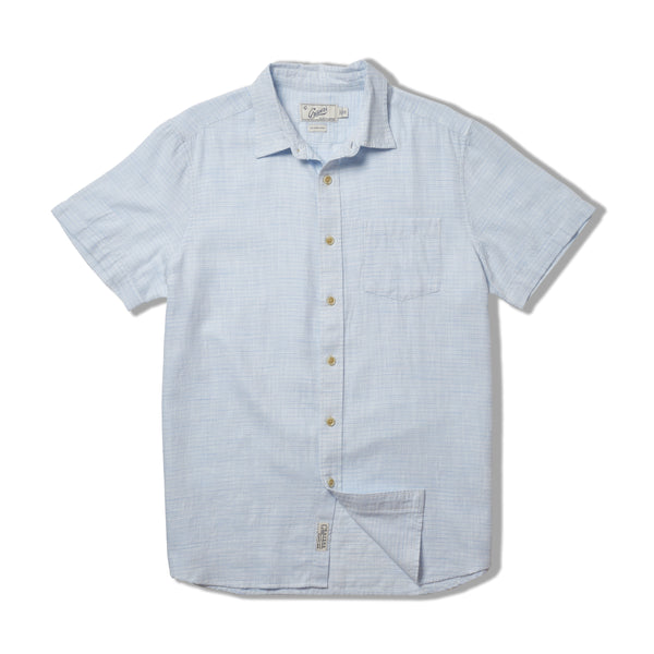 Grayers Light Weight Power Loom Short Sleeve Shirt - Blue Stripe