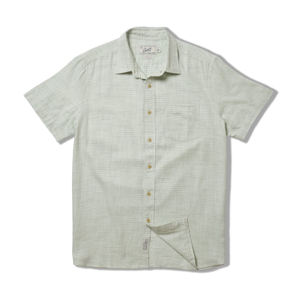 Grayers Light Weight Power Loom Short Sleeve Shirt - Green Stripe