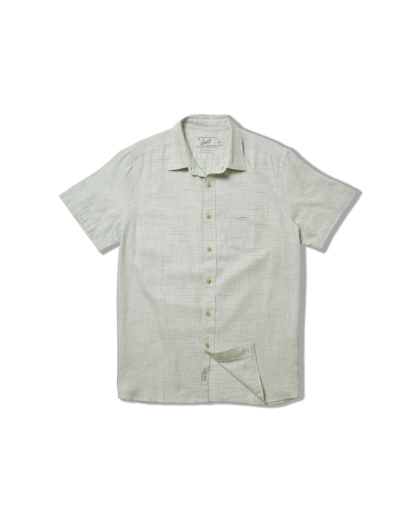 grayers Light Weight Power Loom Short Sleeve Shirt - Green Stripe