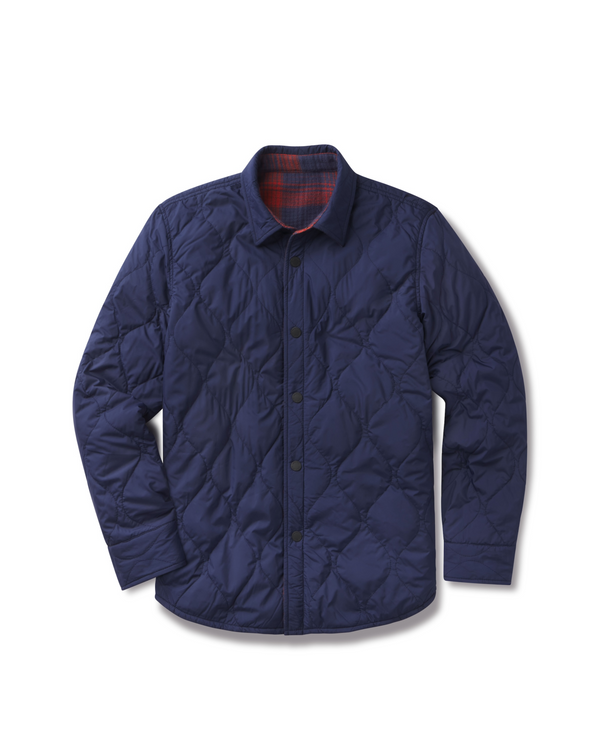 grayers Quilted Flannel Reversible Shirt Jacket - Navy