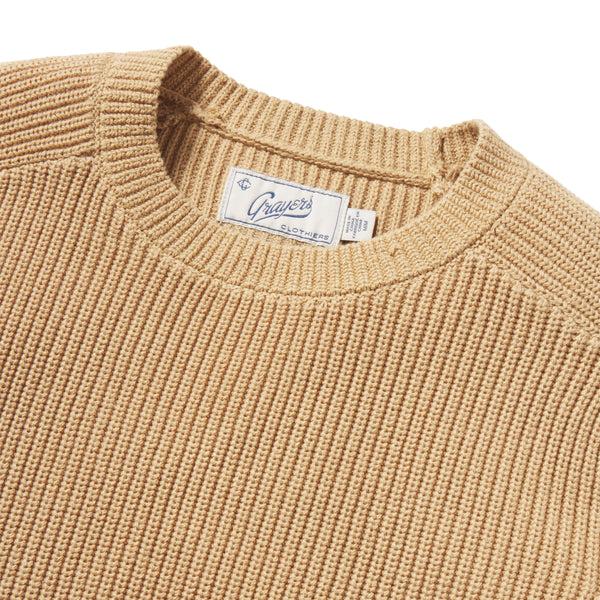 Grayers Shaker Stitch Cotton Crewneck Sweater - Curry