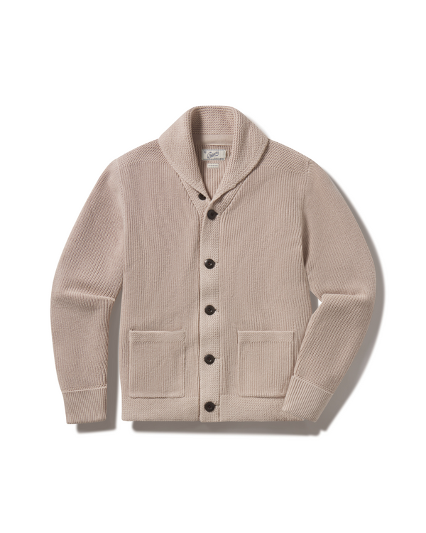 grayers Shaker Stitch Cotton Shawl Cardigan Sweater - Peyote