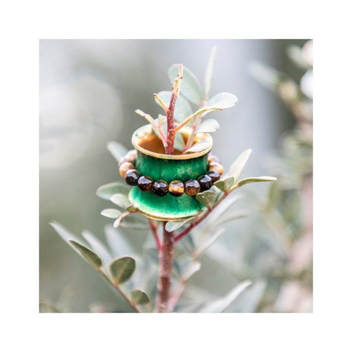 Grecian Chick Green Enamel With Tiger’s Eye