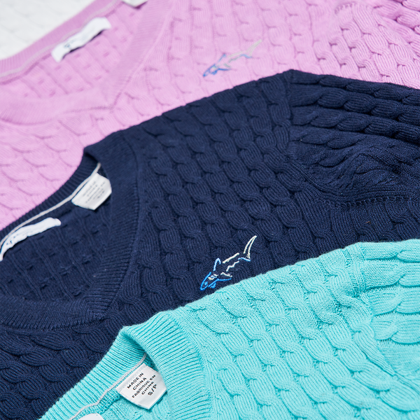 Greg Norman Cable-Knit V-Neck Sweater