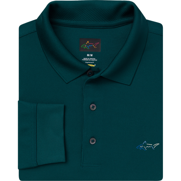 Greg Norman Long Sleeve Pique Shark Polo