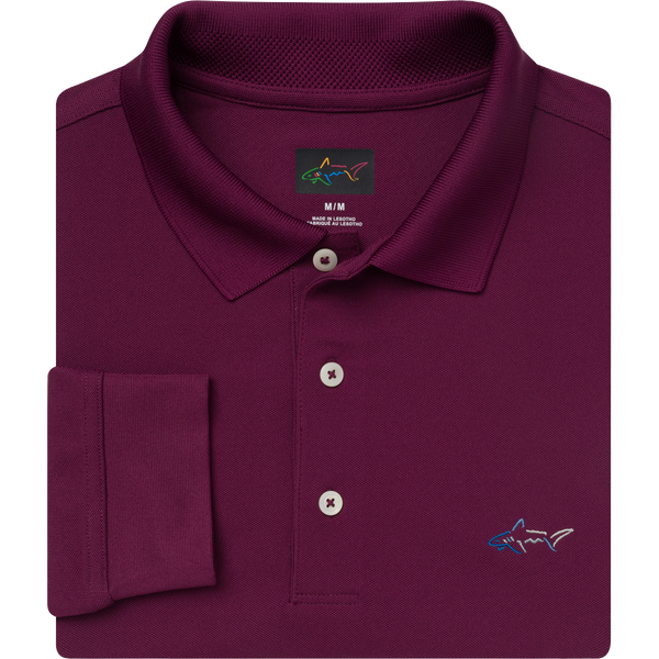 greg norman Long Sleeve Pique Shark Polo