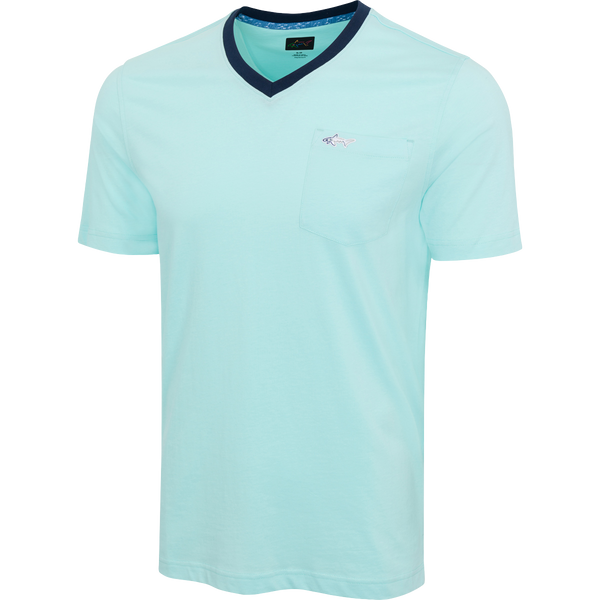Greg Norman V-Neck Shark Pocket T-Shirt