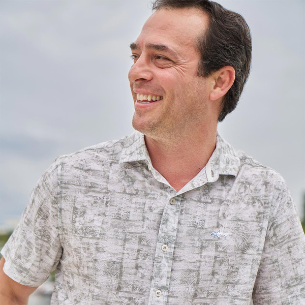 Greg Norman Seersucker Patchwork Short-Sleeve Button Down