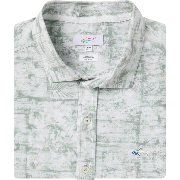 greg norman Seersucker Patchwork Short-Sleeve Button Down