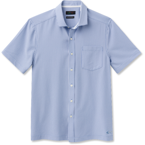 Greg Norman Striped Seersucker Short-Sleeve Button Down