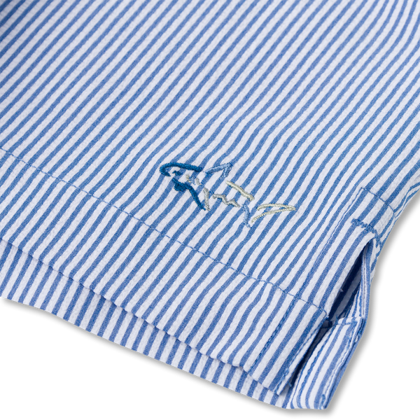 Greg Norman Striped Seersucker Short-Sleeve Button Down