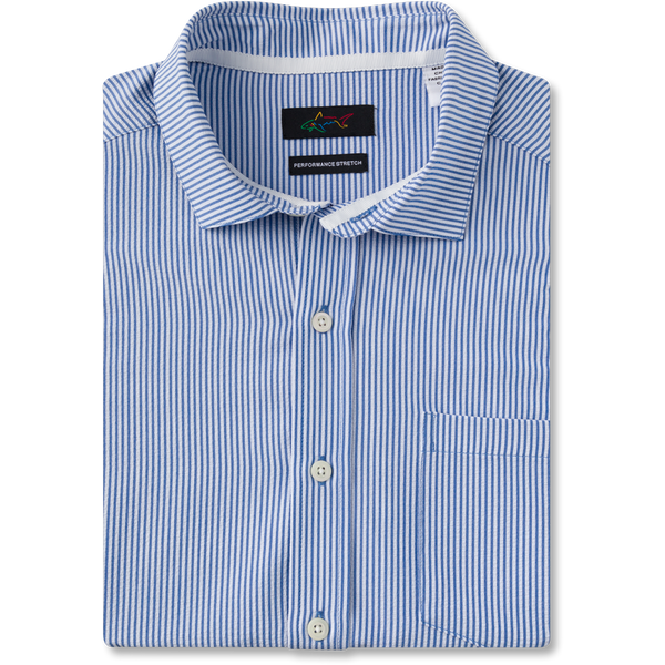 greg norman Striped Seersucker Short-Sleeve Button Down