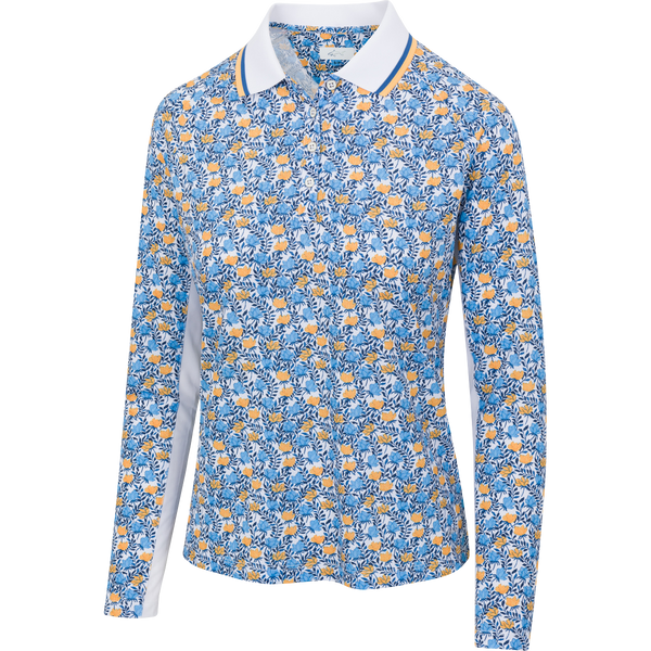greg norman Ventilated Mini Poppies Long Sleeve Polo