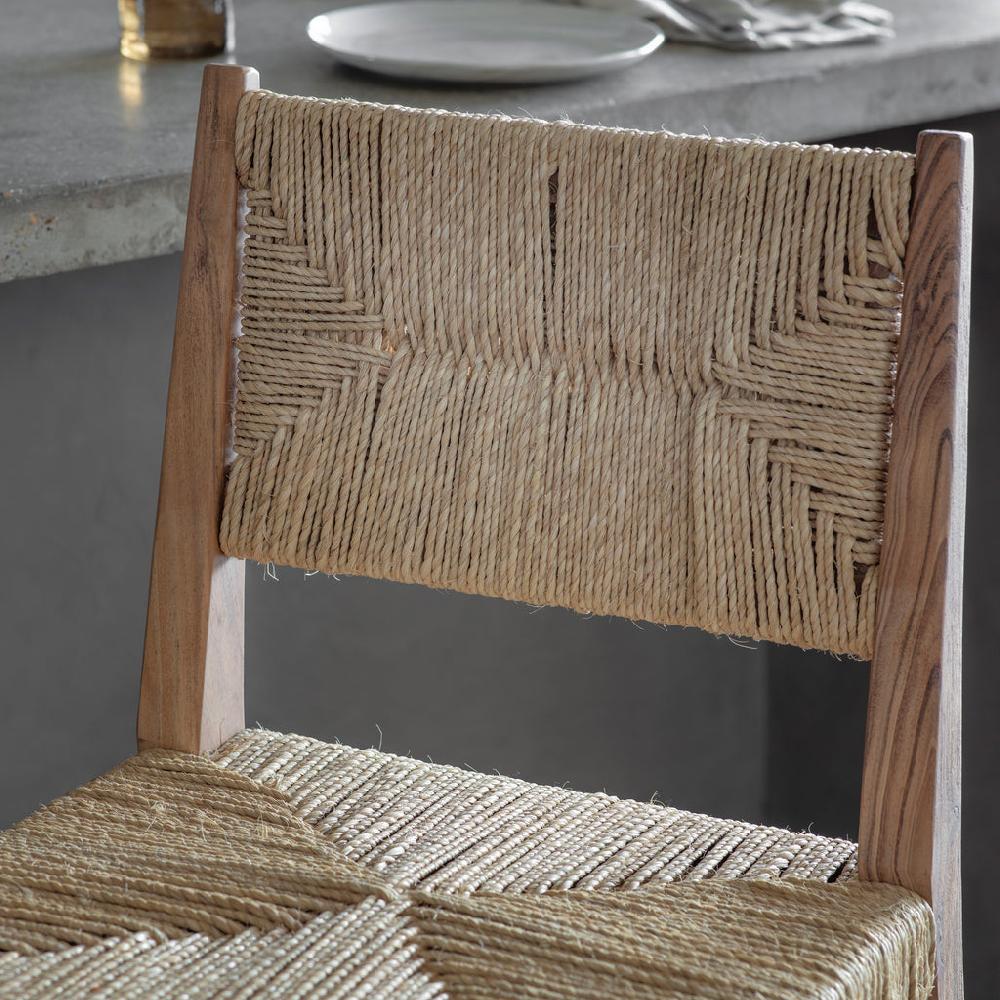 Greige Acacia And Munja Grass Counter Chair Or Bar Stool