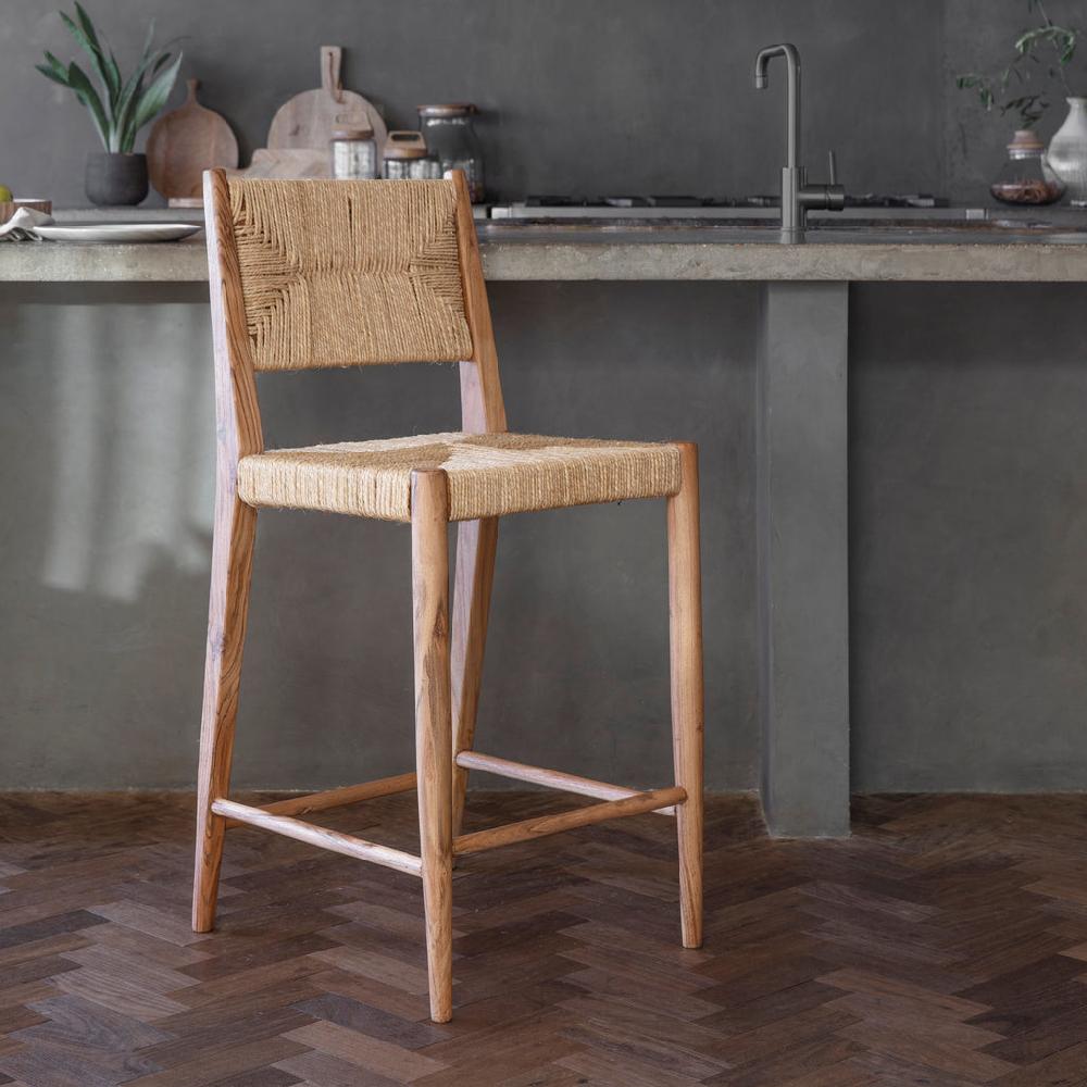 greige Acacia and Munja Grass Counter Chair or Bar Stool