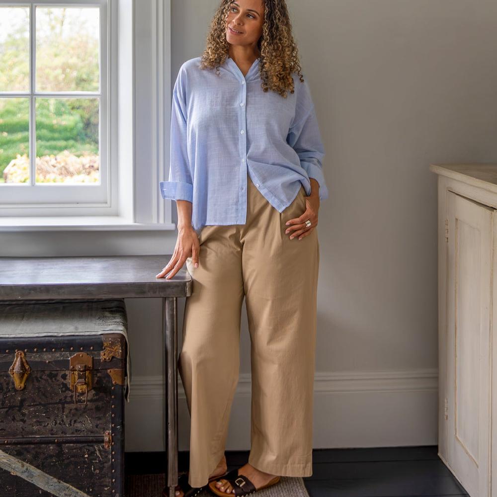 Greige Amelia Cotton Trousers From Chalk - Dark Beige