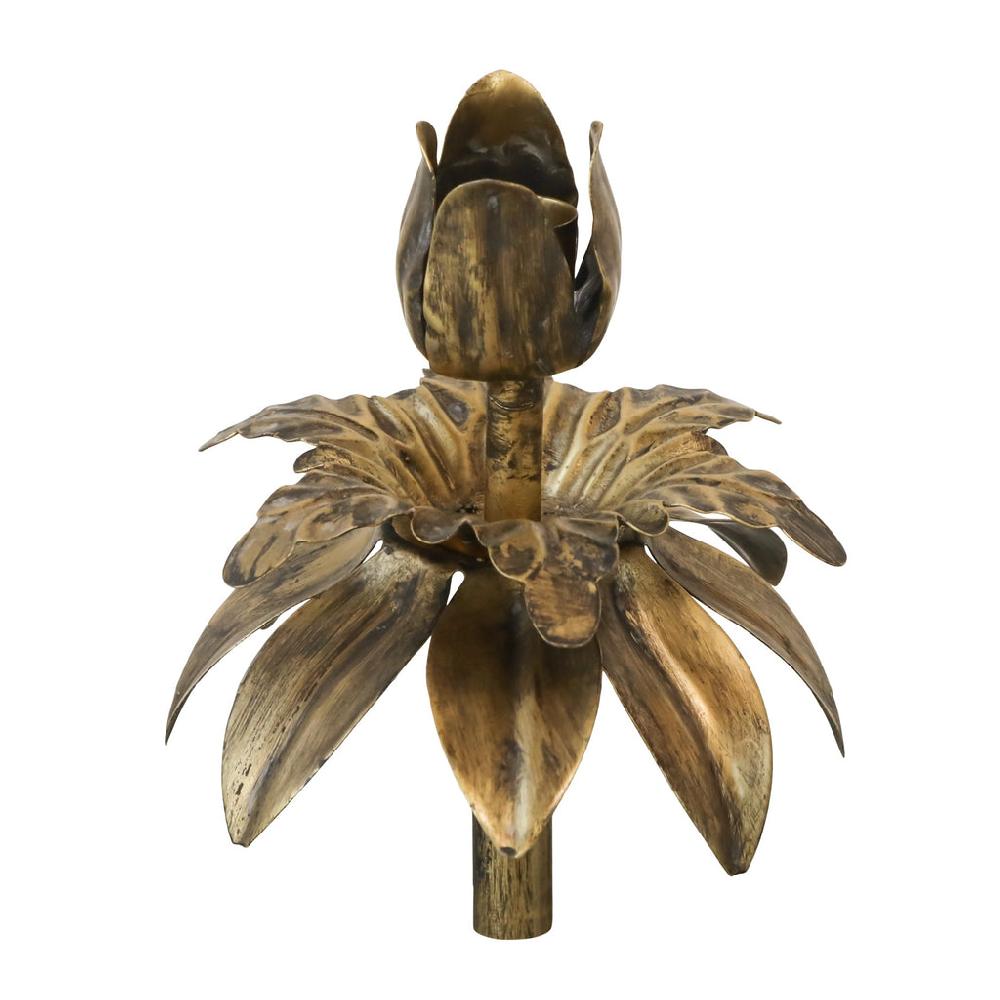 Greige Antique Brass Flower Bottle-Top Candleholder