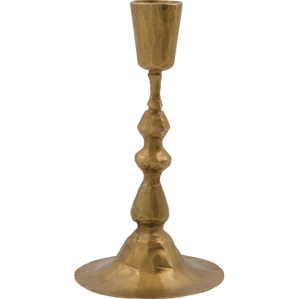 Greige Antique Gold Finish Iron Candle Holder - Two Size Options