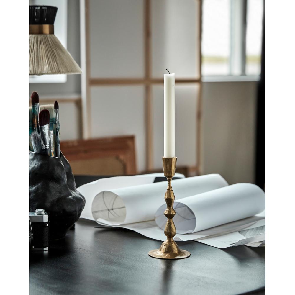 Greige Antique Gold Finish Iron Candle Holder - Two Size Options