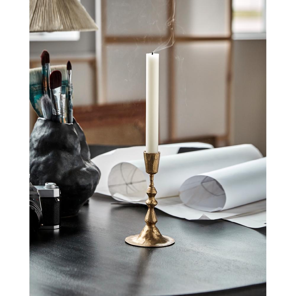 greige Antique Gold Finish Iron Candle Holder - Two Size Options