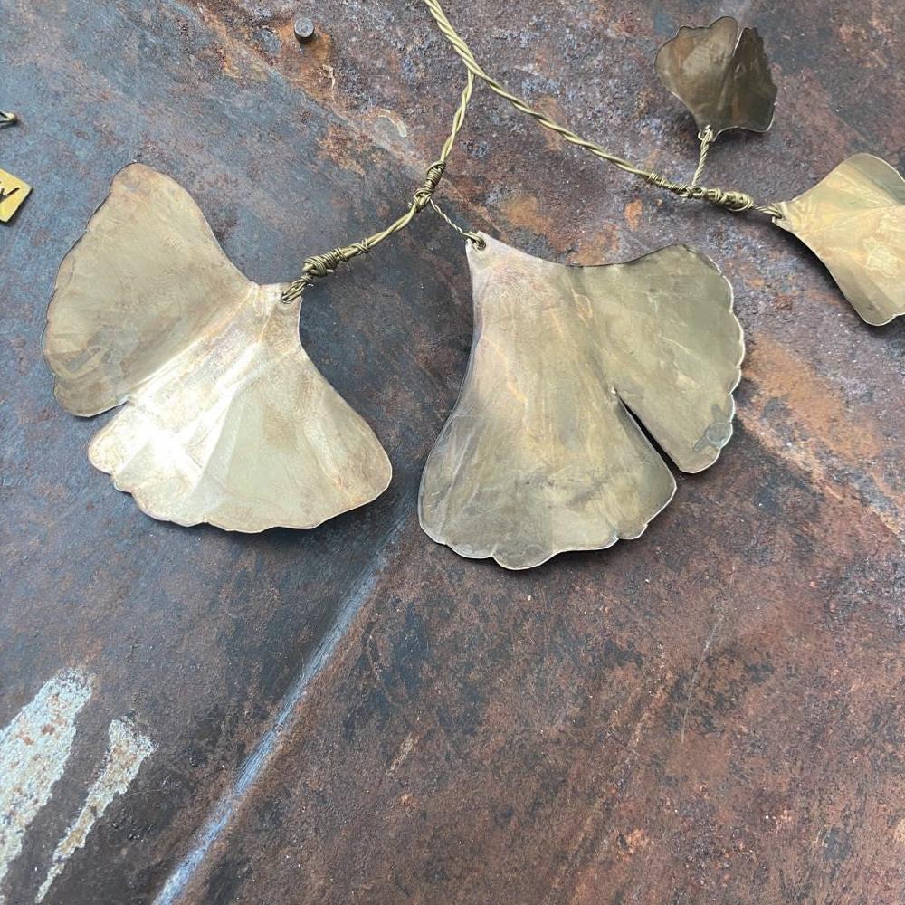 Greige Antique Silver Ginkgo Hanging Decoration - Walther & Co Denmark