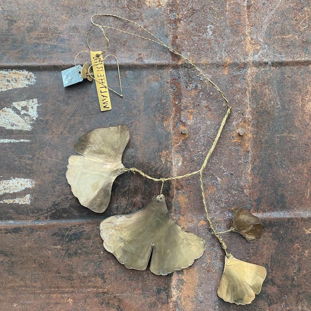 Greige Antique Silver Ginkgo Hanging Decoration - Walther & Co Denmark