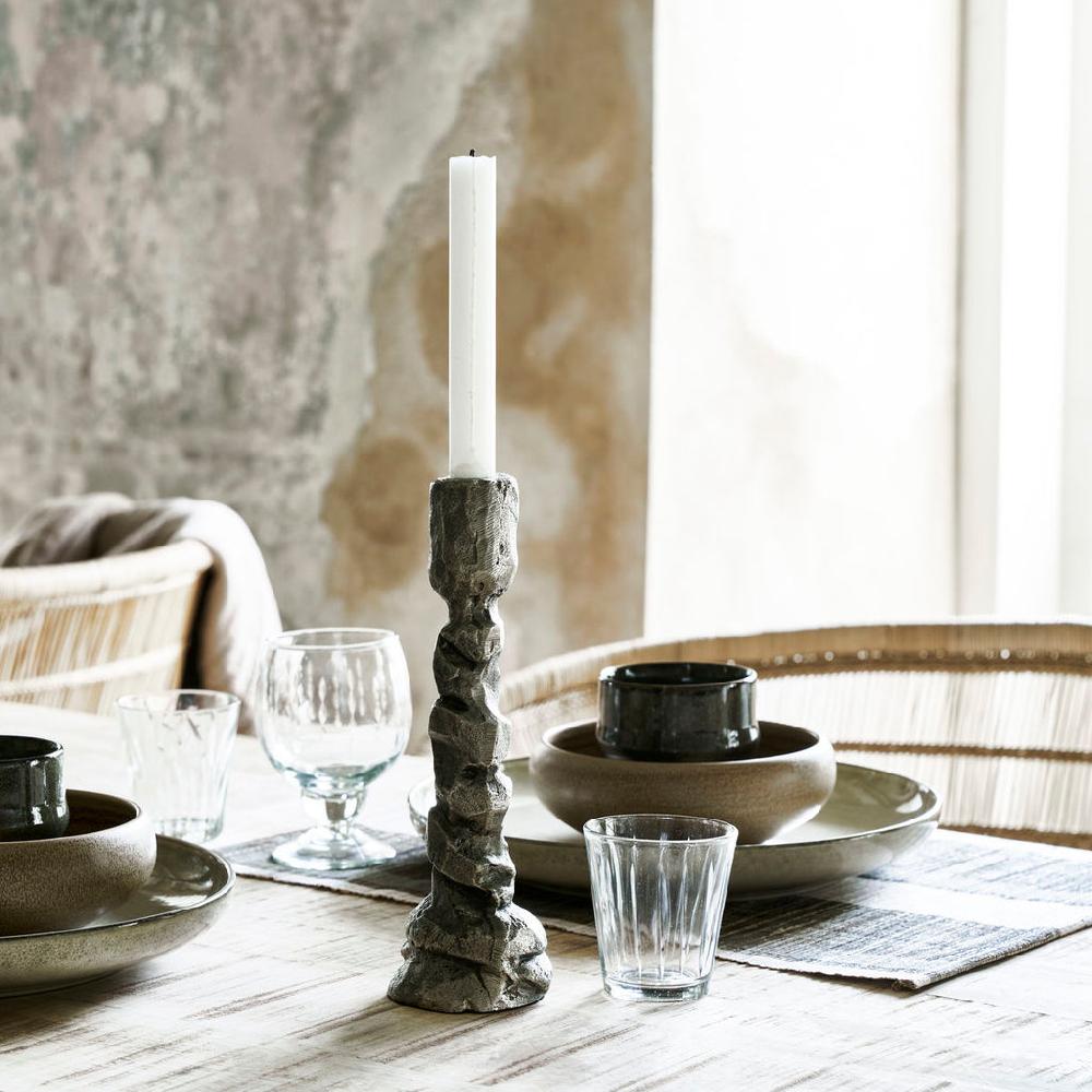 Greige Antique Silver Sea Stack Candlestick - Two Sizes