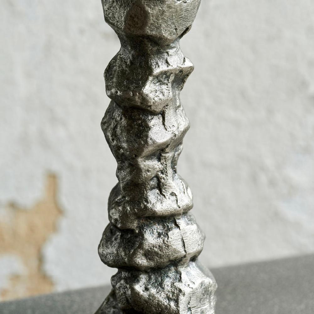 Greige Antique Silver Sea Stack Candlestick - Two Sizes