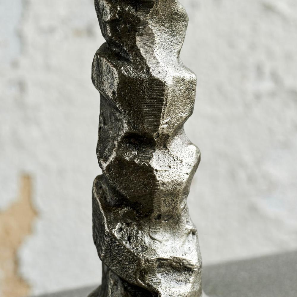Greige Antique Silver Sea Stack Candlestick - Two Sizes