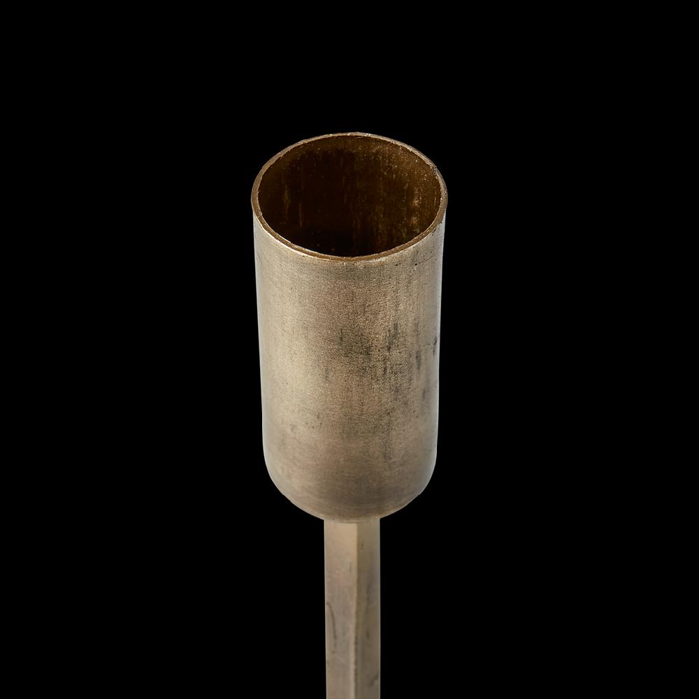 Greige Antiqued Brass And Marble Candle Holder - Two Sizes