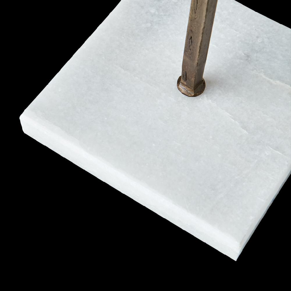 Greige Antiqued Brass And Marble Candle Holder - Two Sizes