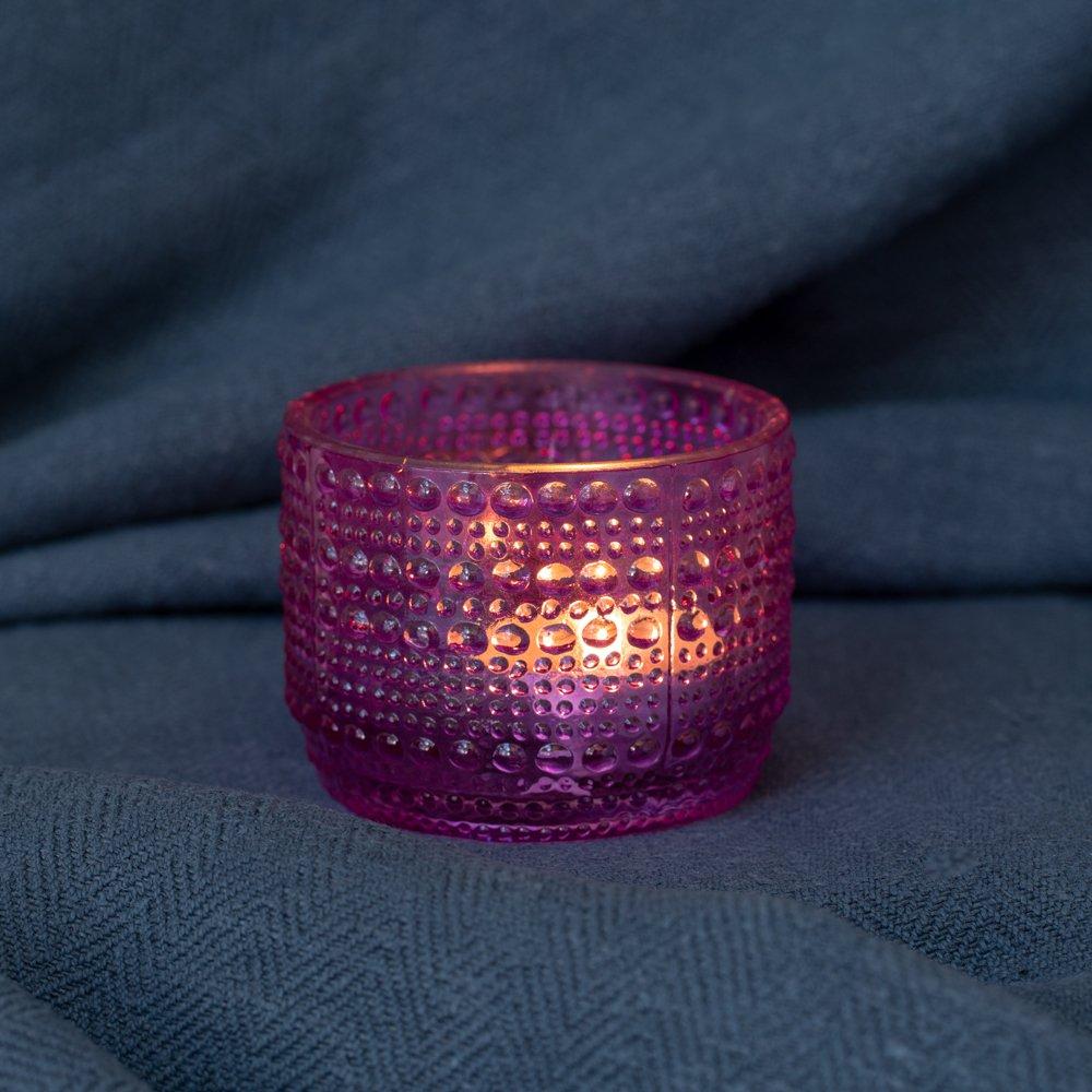 Greige Assorted Jewel Coloured Recycled Glass Tealight Holders - Set Of Six