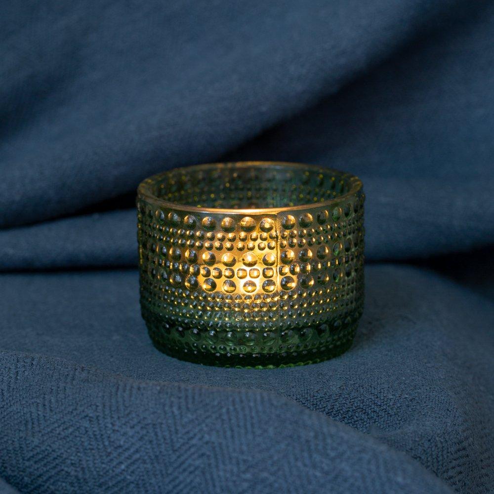 Greige Assorted Jewel Coloured Recycled Glass Tealight Holders - Set Of Six