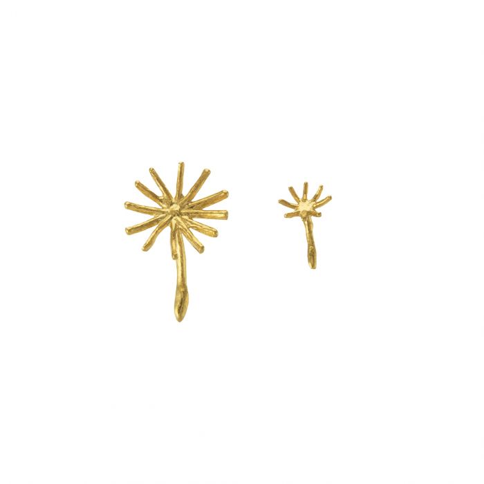 Greige Asymmetric Dandelion Fluff Stud Earrings - Gold - Alex Monroe