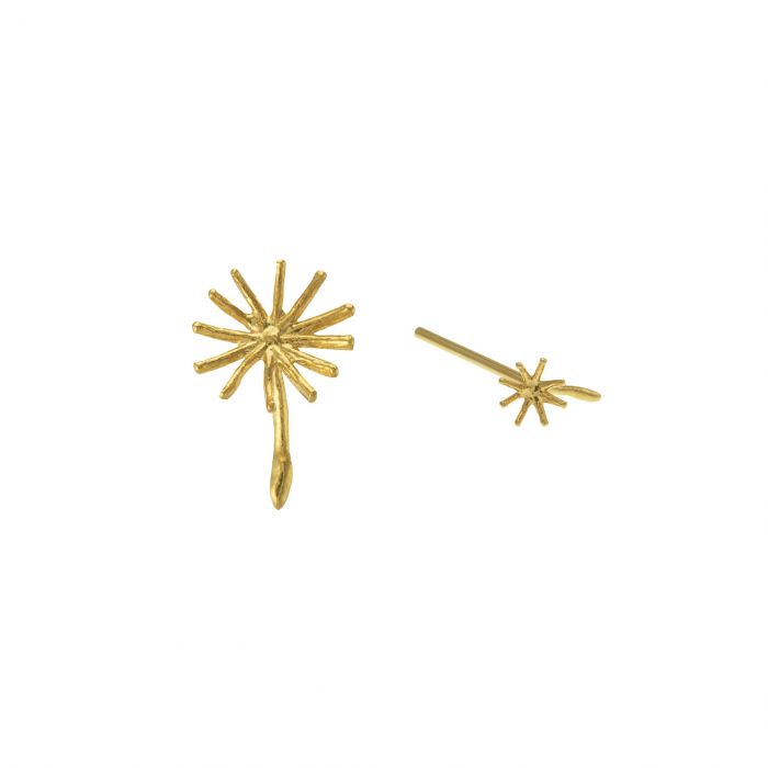 Greige Asymmetric Dandelion Fluff Stud Earrings - Gold - Alex Monroe