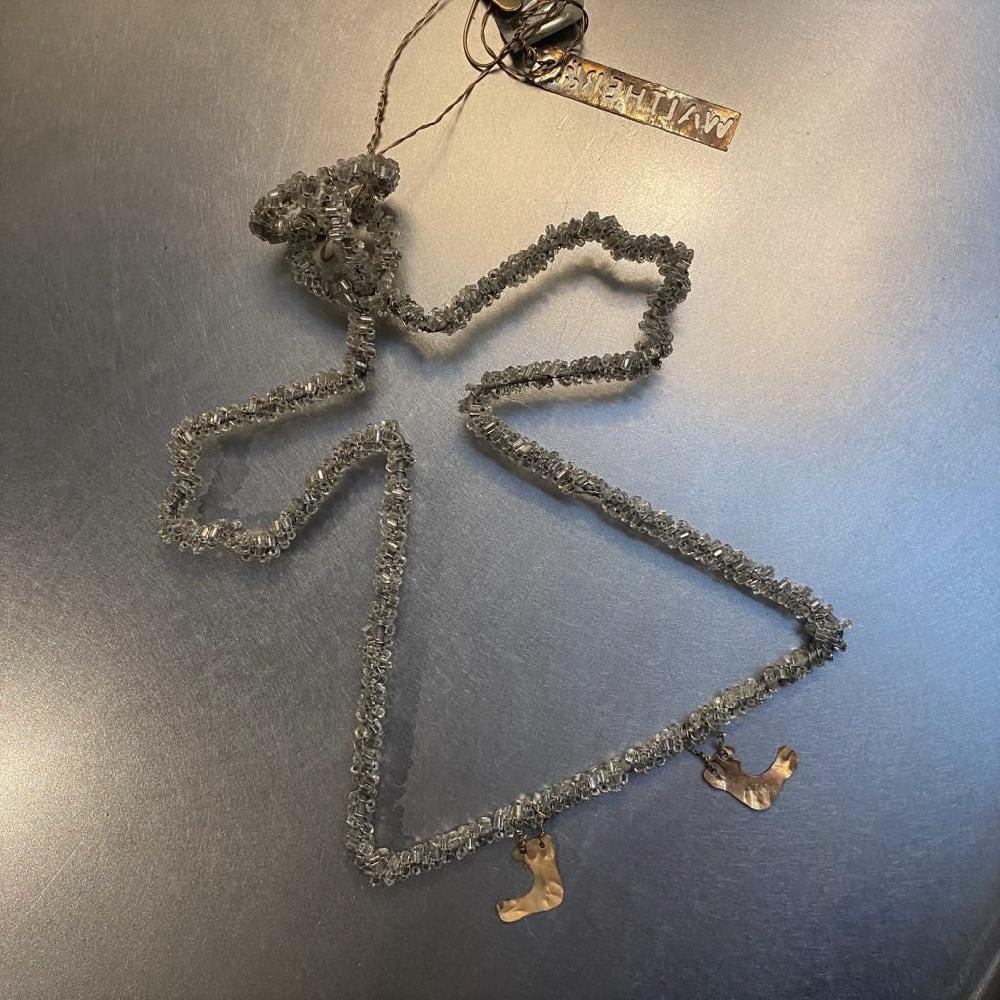 greige Beaded Angel Hanging Decoration - Walther & Co Denmark