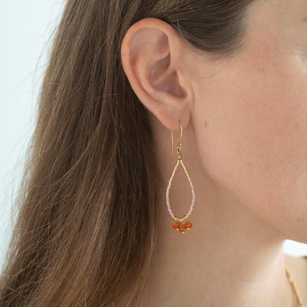 greige Becoming Carnelian Gold Plated Earrings - A Beautiful Story
