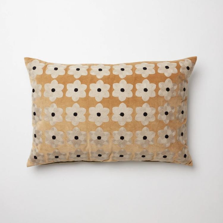 greige Beige Daisy Cushion - Cotton Velvet & Linen - Olsson & Jensen