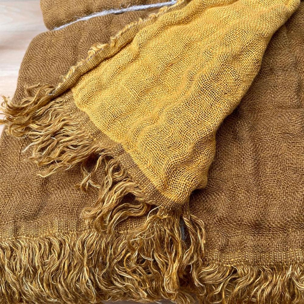 Greige Bhabhua Stonewashed Linen And Cotton Throw - Various Colours
