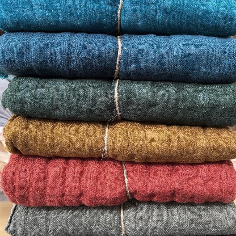 greige Bhabhua Stonewashed Linen and Cotton Throw - Various Colours