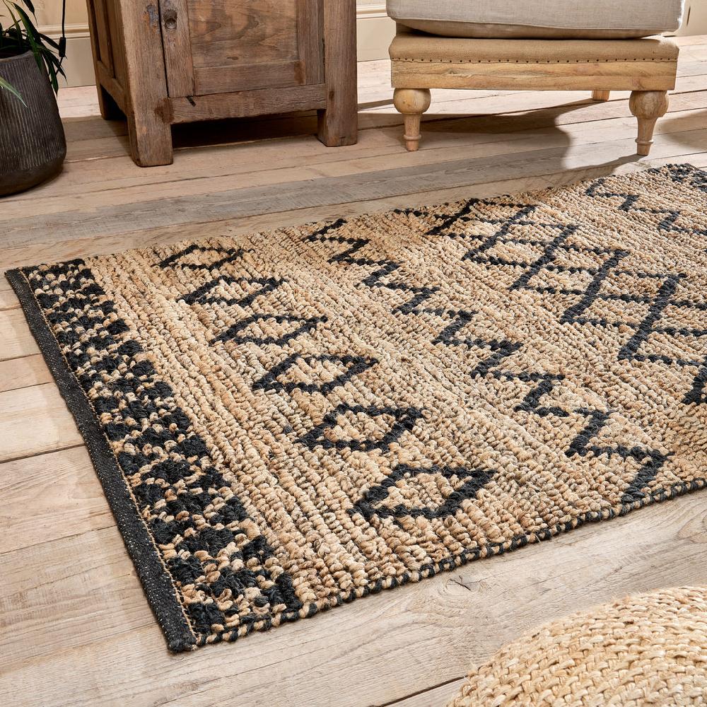 Greige Black And Natural Eco Jute Rug - Various Size Options