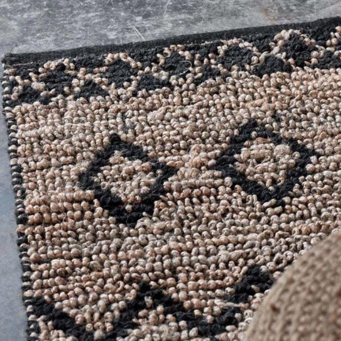 Greige Black And Natural Eco Jute Rug - Various Size Options