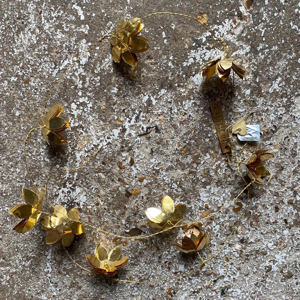 Greige Brass Christmas Rose Garland - Walther & Co Denmark