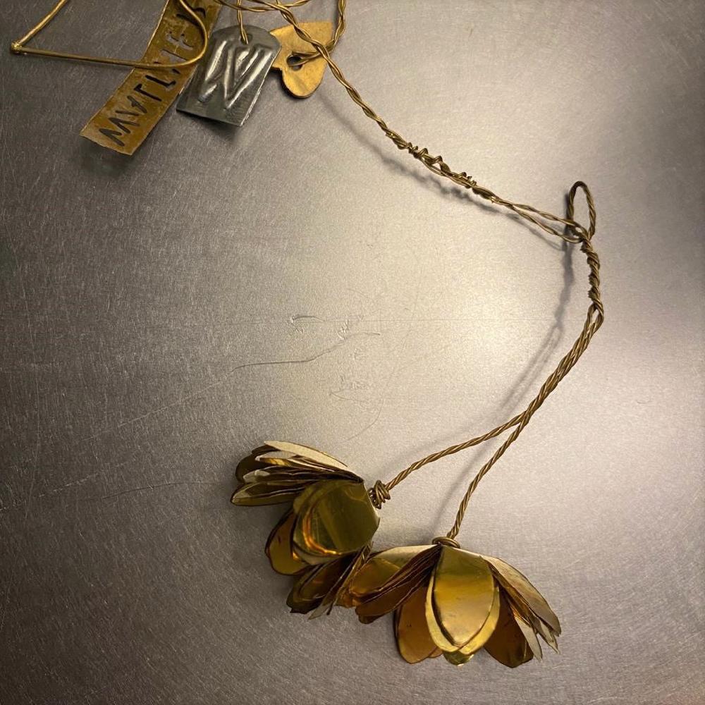 Greige Brass Christmas Rose Hanging Decoration - Walther & Co Denmark
