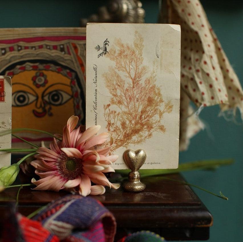 Greige Brass Heart Card Holder Or Place Name Holder