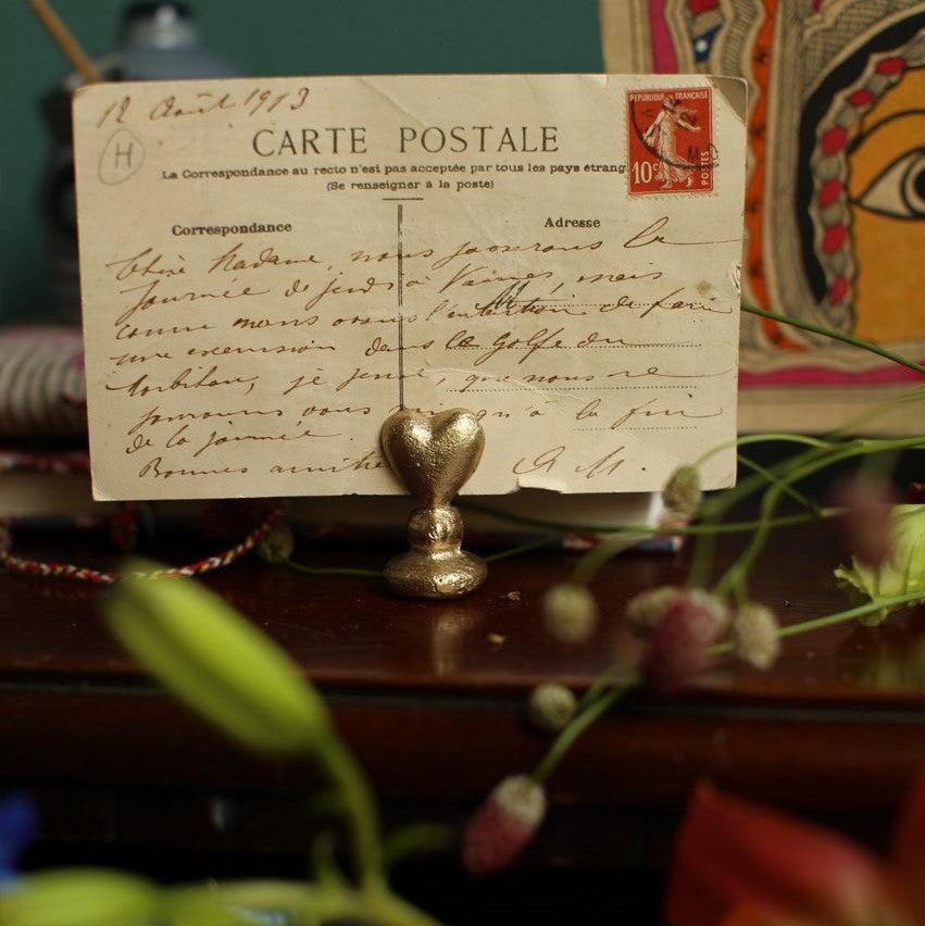 Greige Brass Heart Card Holder Or Place Name Holder