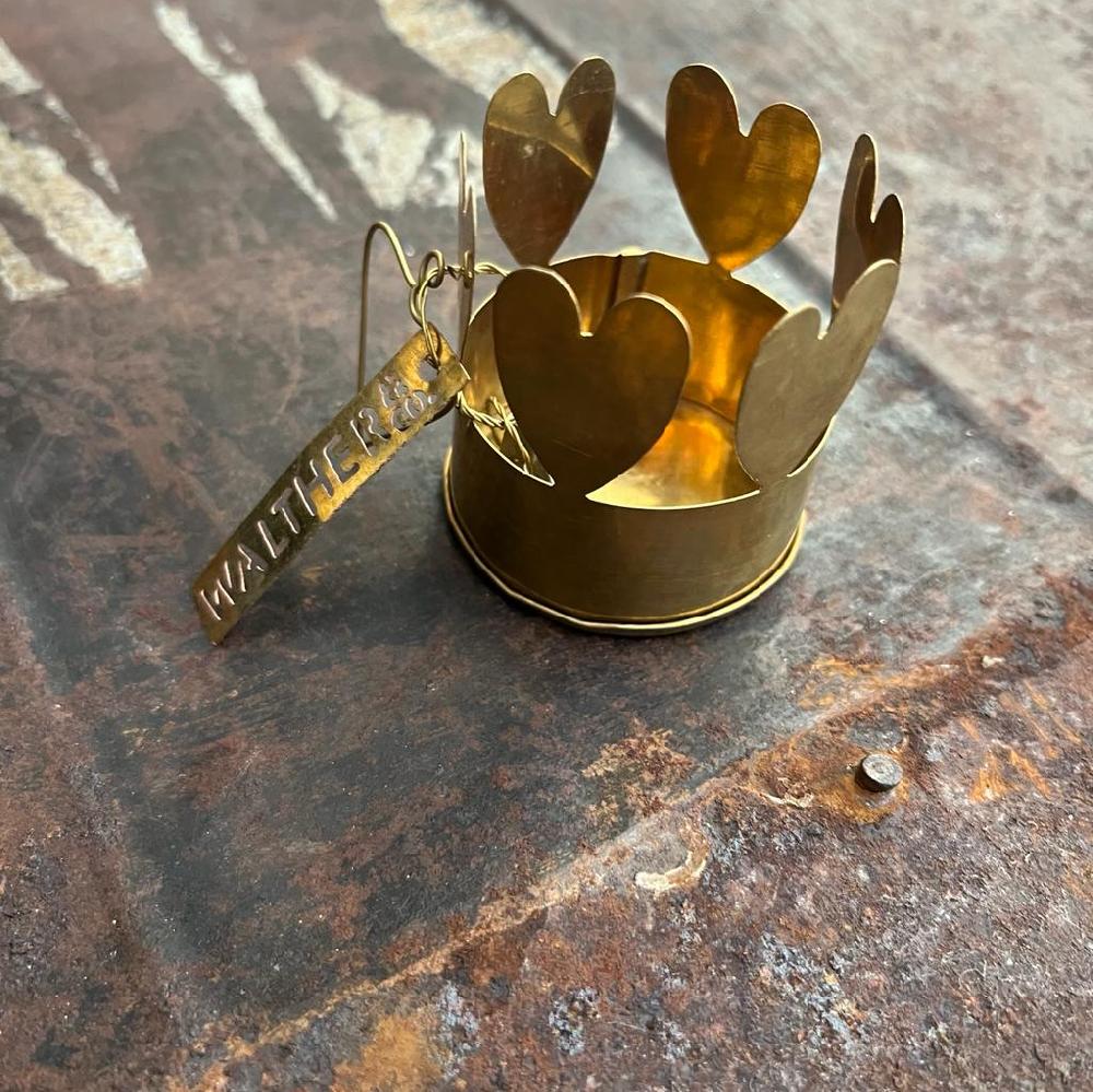 Greige Brass Heart Tealight Holder - Walther & Co Denmark