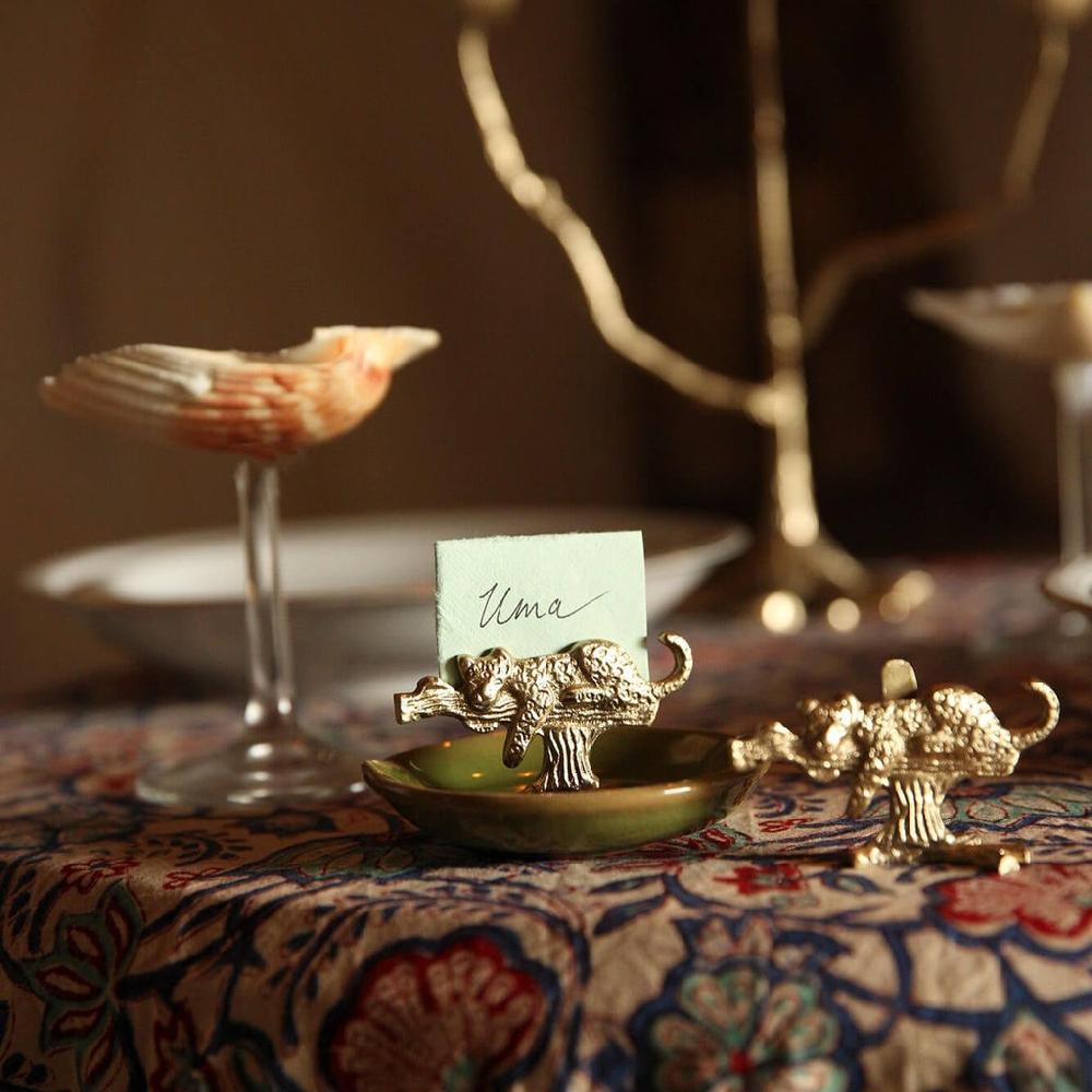 Greige Brass Leopard Card Holder Or Place Name Holder