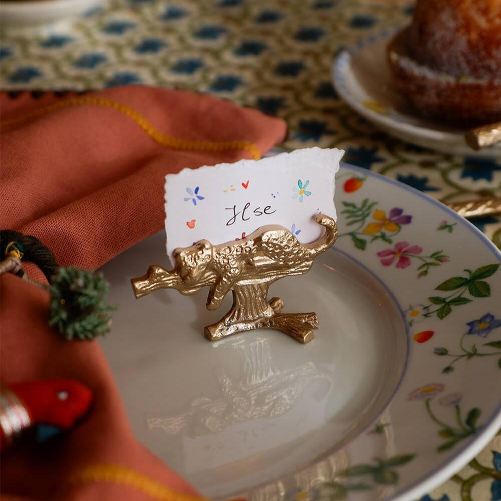 Greige Brass Leopard Card Holder Or Place Name Holder