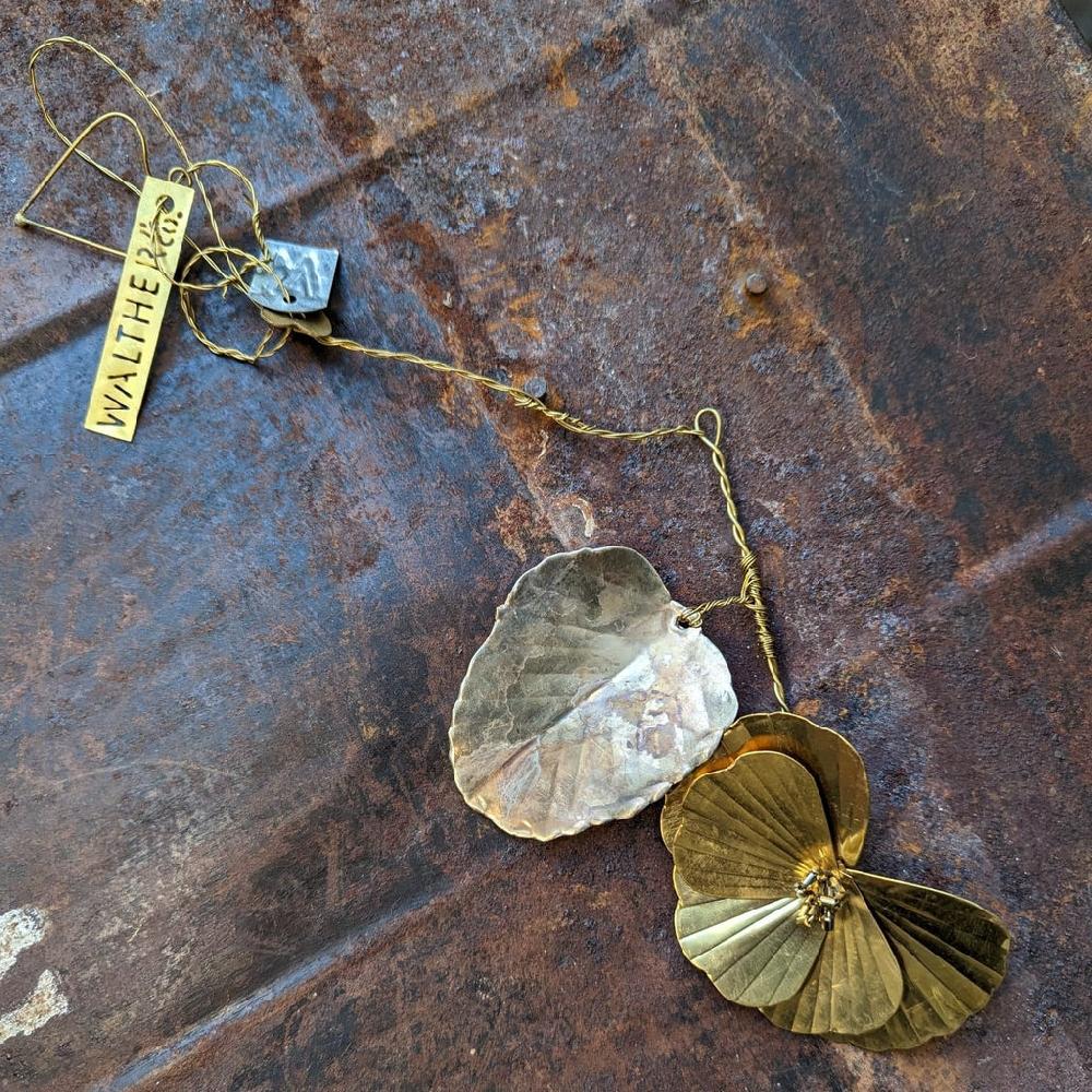 greige Brass Pansy Flower Hanging Decoration - Walther & Co Denmark